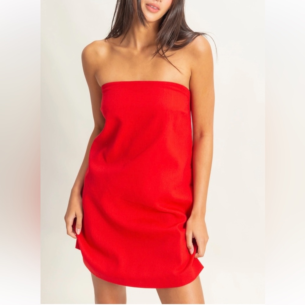 Red Strapless Mini Dress